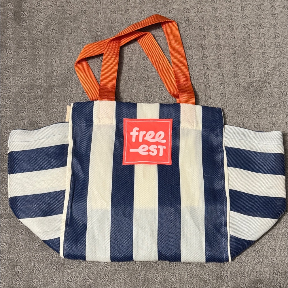 Free People Navy and White Striped Tote Bag